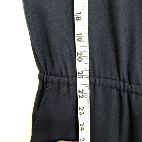 J. Crew Relaxed Jumpsuit S Linen Lyocell Drawstring Navy Blue Comfy Flowy - Picture 13 of 15